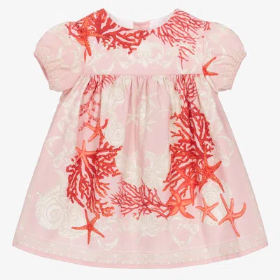 Versace Baby Girls Pink Cotton Barocco Sea Dress