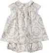 Versace Baby Gray Barocco Dress & Bloomers Set In 2eo90-concretebone+b