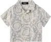 Versace Baby Gray Barocco Silk Shirt In 5e340-concrete+bone