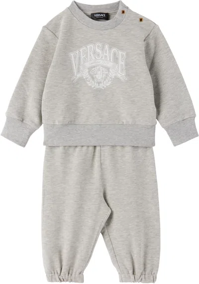 Versace Baby Gray Printed Cotton-jersey Sweatsuit
