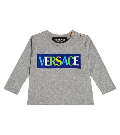Versace Baby Logo Cotton Jersey T-shirt In Grey
