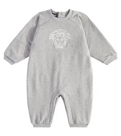 Versace Baby Medusa Cotton Jersey Onesie In Grey