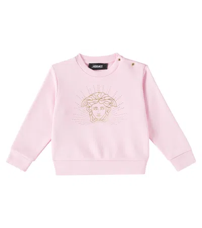 Versace Baby Medusa Cotton Jersey Sweatshirt In Pink