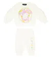Versace Baby Medusa Sweatshirt And Sweatpants Set In Bianco+multicolor