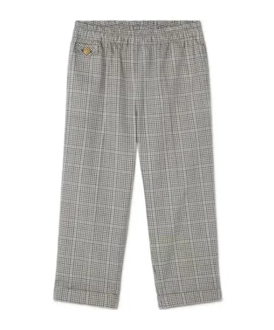 Versace Baby Micro-check Cotton-poplin Pants In Gray