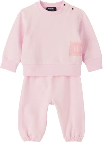 Versace Baby Pink 90s Vintage Logo Sweatsuit