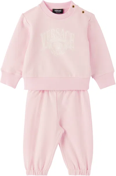 Versace Baby Pink Printed Cotton-jersey Sweatsuit