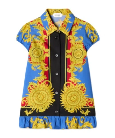 Versace Baby Printed Cotton-poplin Dress In Multi