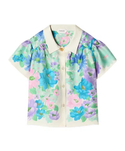 Versace Baby Printed Silk Twill Shirt In Multi
