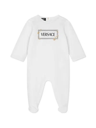 Versace Baby's Safety Pin Logo Footie In White