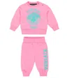 Versace Baby Sweatshirt And Sweatpants Set In Pink Paradise+fresh Mint