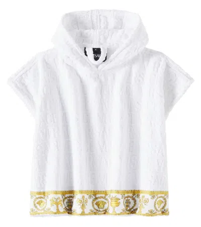 Versace Baby  Allover Cotton Terry Poncho In White