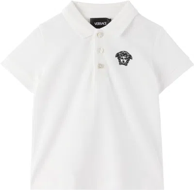 Versace Kids' Baby White Embroidered Cotton-piqué Polo