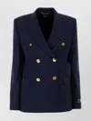 Versace Blue Double-breasted Stretch Wool Blazer In Blue