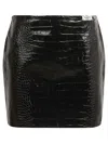 Versace Crocodile-effect Leather Miniskirt In Black