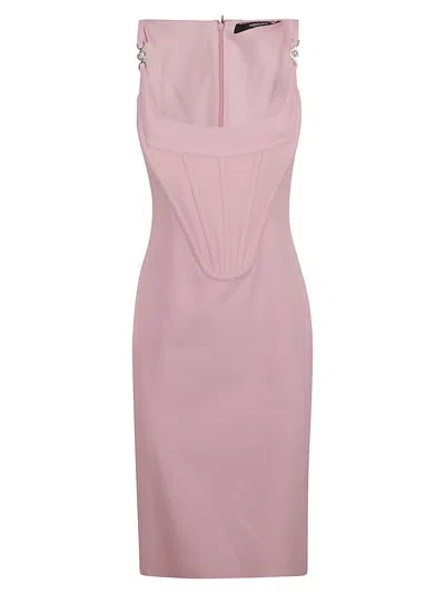 Versace Back Zip Sleeveless Dress In Pale Pink