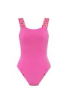 Versace Greca Border Sleeveless Body With High-cut Leg In Pink
