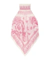 Versace Underwater Barocco Voile Cover-up Scarf Top In Pink