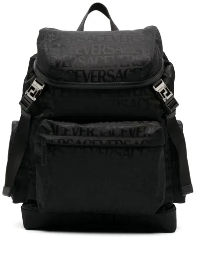 Versace Backpack Neo Nylon Jacquard In Metallic