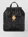 Versace Backpack Quilted Design Gold Tone Hardware In Black