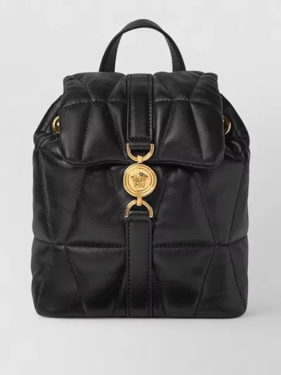 Versace Backpack Quilted Design Gold Tone Hardware