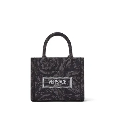 Versace Barocco Athena Tote Bag In Black