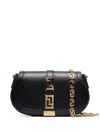Versace Leather Greca Goddess Shoulder Bag With Golden Details In Black