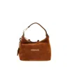 Versace Logo-lettering Suede Tote Bag In Brown