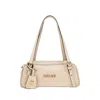 Versace Tag Bowling White Shoulder Bag With Metallic Logo Lettering And Medusa Head Pendant In Leather Woman