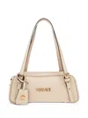 Versace Tag Bowling White Shoulder Bag With Metallic Logo Lettering And Medusa Head Pendant In Leather Woman In White