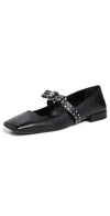Versace 20mm Leather Ballerina Flats In 1b00p-black/palladium
