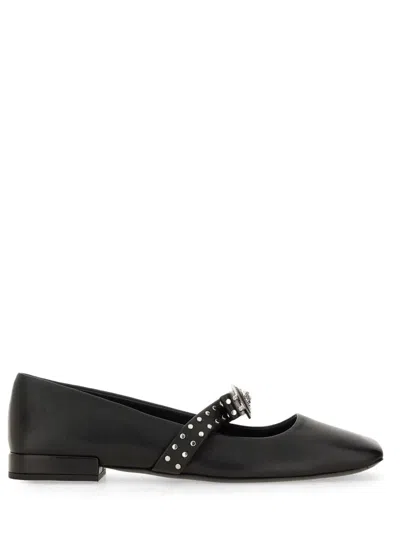Versace Gianni Ribbon With Studs Ballerina In Black
