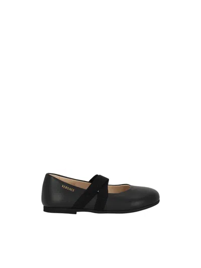 Versace Kids'  Ballerina Nappa In Black