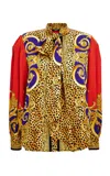 Versace Balloon-sleeve Silk-crepe Satin Blouse In Multi