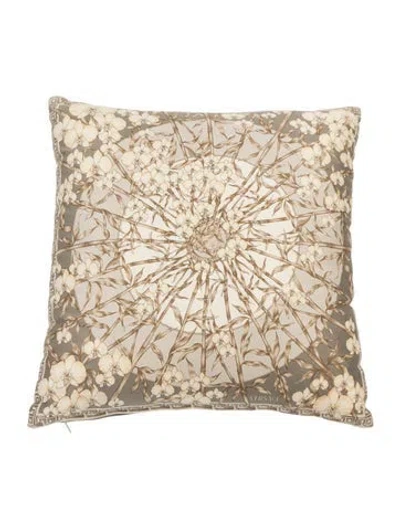 Pre-owned Versace Bamboo & Orchid Throw Pillow In Neutrals