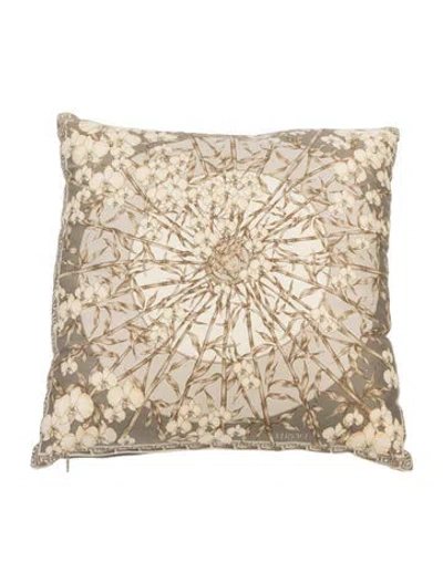 Pre-owned Versace Bamboo & Orchid Throw Pillow In Neutrals