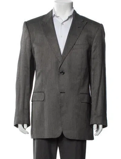Pre-owned Versace Bamboo Polka Dot Print Blazer In Gray