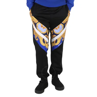 Versace Barocco 660 Panelled Track Pants In Blue/gold Tone