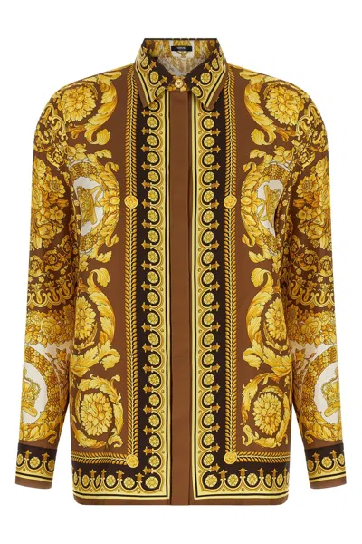 Versace 'barocco 92 Foulard' Shirt In Gold