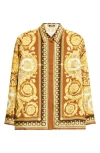 Versace Barocco 92 Silk Twill Button-up Shirt In Yellow