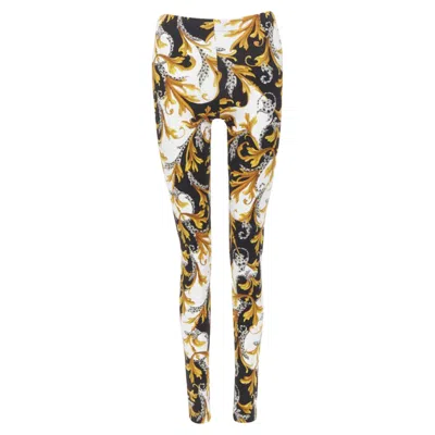 Versace Barocco Acanthg Signature Floral Legging Pants In Gold