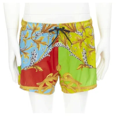 Pre-owned Versace Barocco Acanthus Pop Print Swim Trunk Shorts It6 Xl In Gray