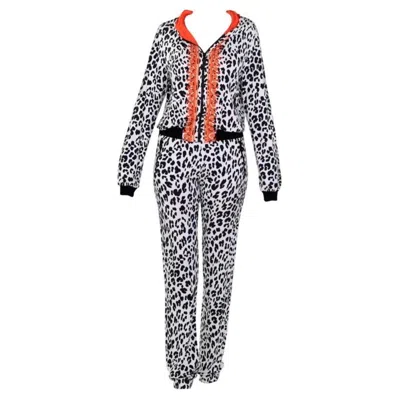 Pre-owned Versace Barocco Animal Print Lounge Suit Track Pants With Hooded Jacket In Gray