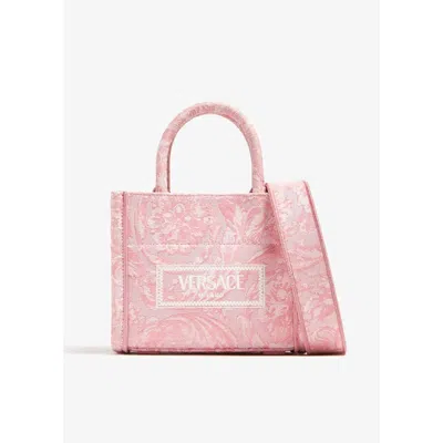 Versace Barocco Athena Extra Small Tote Bag In Pink