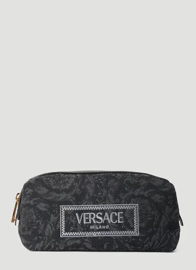 Versace Barocco Athena Jacquard Vanity Pouch In Black