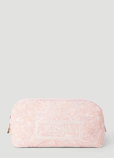 Versace Barocco Athena Jacquard Vanity Pouch In Pink