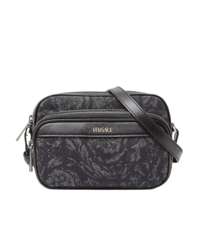 Versace Barocco Athena Messenger Bag In Black