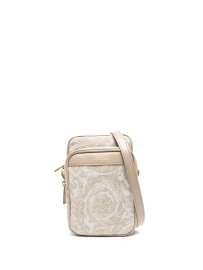 Versace Barocco Athena Messenger Bag In Neutrals
