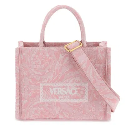 Versace Barocco Athena Small Tote Bag Print In Pink