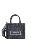 Versace Xs Barocco Athena Jacquard Tote Bag In Black